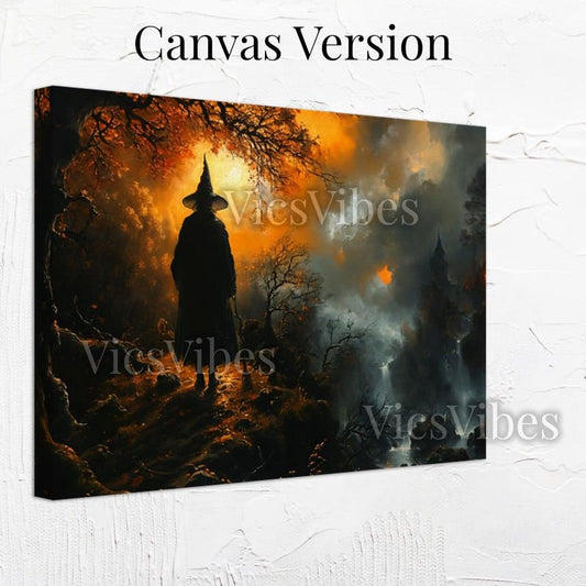 Mystical Witch in Enchanted Forest - Art for Halloween | Poster | Canvas | Framed Wooden Painting