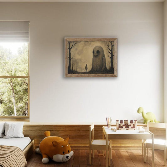 Abstract gothic creature oil painting disturbing horror art dark academia decor oddities Halloween gothic home décor wall art