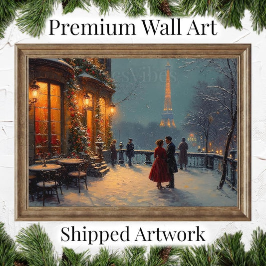 Vintage Christmas Art Christmas gifts for Couples Christmas Décor Canvas wall art Holiday Gift Holiday Art Framed Print Framed Art