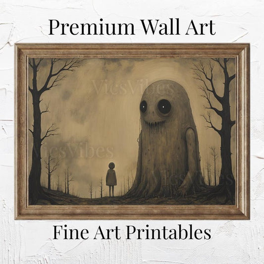 Abstract gothic creature oil painting disturbing horror art dark academia decor oddities Halloween gothic home décor wall art