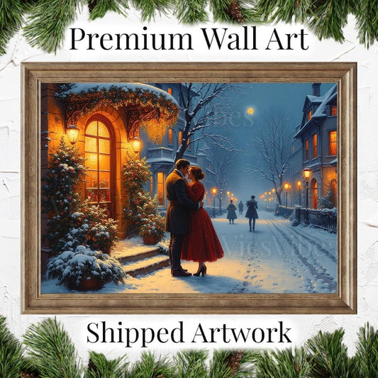 Vintage Christmas Art Christmas gifts for Couples Christmas Décor Canvas wall art Holiday Gift Holiday Art Framed Print Framed Art
