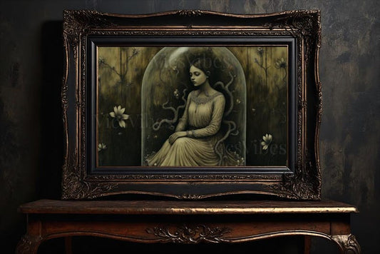 Vintage Moody Wall Art Metal Print Oil Painting For Her Gift Home Wall décor Framed Wall Art Surreal Art For Couples