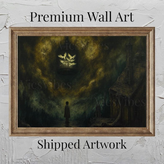 Gothic Vintage Surreal Oil Painting Metal Print For Her Gift Canvas Wall Art Home Wall décor Art Print Poster Dark Academia Apartment Art