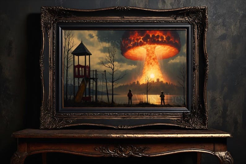 Apocalyptic Surreal Art Oil Painting Art Prints Metal Poster Home Wall décor Thought Provoking Wall Art Dark Academia Eerie Décor Horror