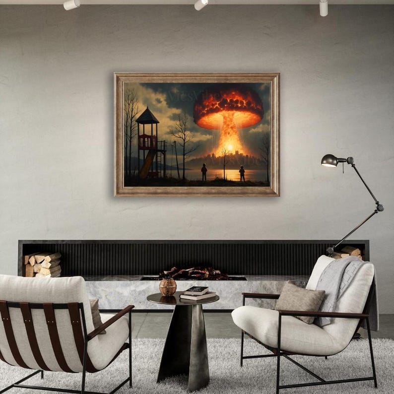 Apocalyptic Surreal Art Oil Painting Art Prints Metal Poster Home Wall décor Thought Provoking Wall Art Dark Academia Eerie Décor Horror