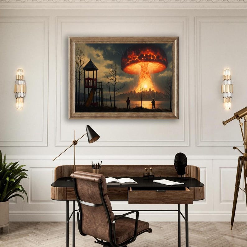 Apocalyptic Surreal Art Oil Painting Art Prints Metal Poster Home Wall décor Thought Provoking Wall Art Dark Academia Eerie Décor Horror