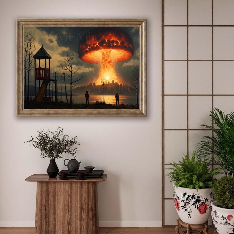 Apocalyptic Surreal Art Oil Painting Art Prints Metal Poster Home Wall décor Thought Provoking Wall Art Dark Academia Eerie Décor Horror