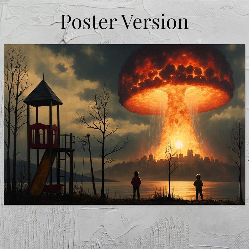 Apocalyptic Surreal Art Oil Painting Art Prints Metal Poster Home Wall décor Thought Provoking Wall Art Dark Academia Eerie Décor Horror