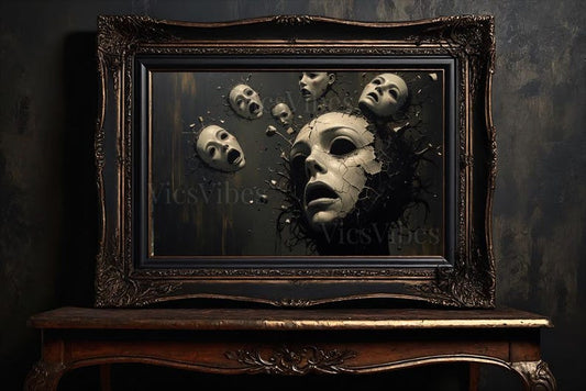Gothic Vintage Oil Painting Canvas Art Metal Print For Her Eerie Décor Horror Gifts Dark Academia Gothic Decor Moody Framed Surreal Artwork