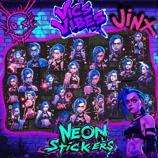 Jinx Arcane Neon Stickers Soft Matte Cyberpunk Sticker Graffiti Sticker For Laptop Computer Desk Gift for her