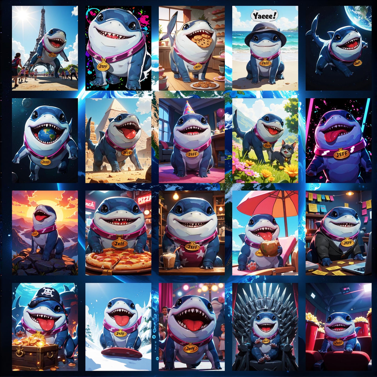 Jeff the Landshark Stickers Water Resistant Gifts for Her Sticker Water bottle stickers Laptop Computer Desk Adorable Jeff Marvel Fandom