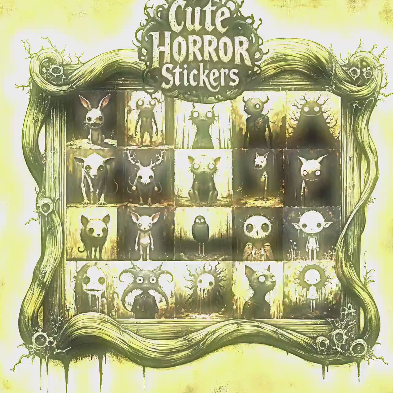 Cute Creepy Horror Stickers Vinyl Matte Sticker Set of 30 Waterproof Decals for Laptop Phone Computer Sticker Gift