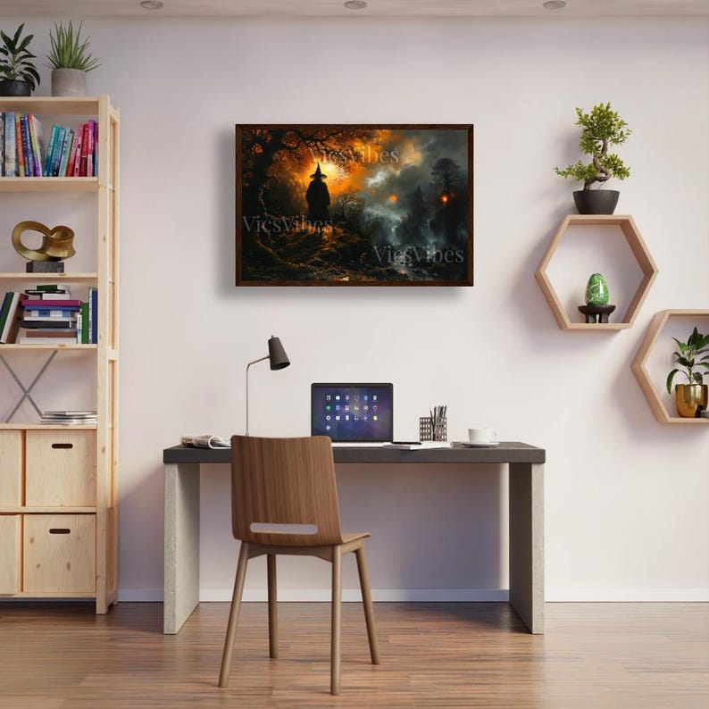 Mystical Witch in Enchanted Forest - Art for Halloween | Poster | Canvas | Framed Wooden Painting