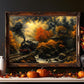 Train Landscape Wall Art Autumn Steam Train Poster Fall Forest Scene Cozy Cabin Wall Decor Framed Rustic Stream Painting Canvas Print