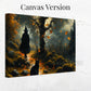 Witch and Black Cat Wall Art Gothic Castle Scene Eerie Fall Landscape Halloween Framed Decor Spooky Poster Autumn Leaves Dark Fantasy