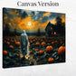 Spooky Ghost Wall Art Haunted House Pumpkin Patch Scene Full Moon Halloween Decor Framed Eerie Fall Poster Gothic Dark Canvas Print
