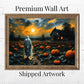 Spooky Ghost Wall Art Haunted House Pumpkin Patch Scene Full Moon Halloween Decor Framed Eerie Fall Poster Gothic Dark Canvas Print