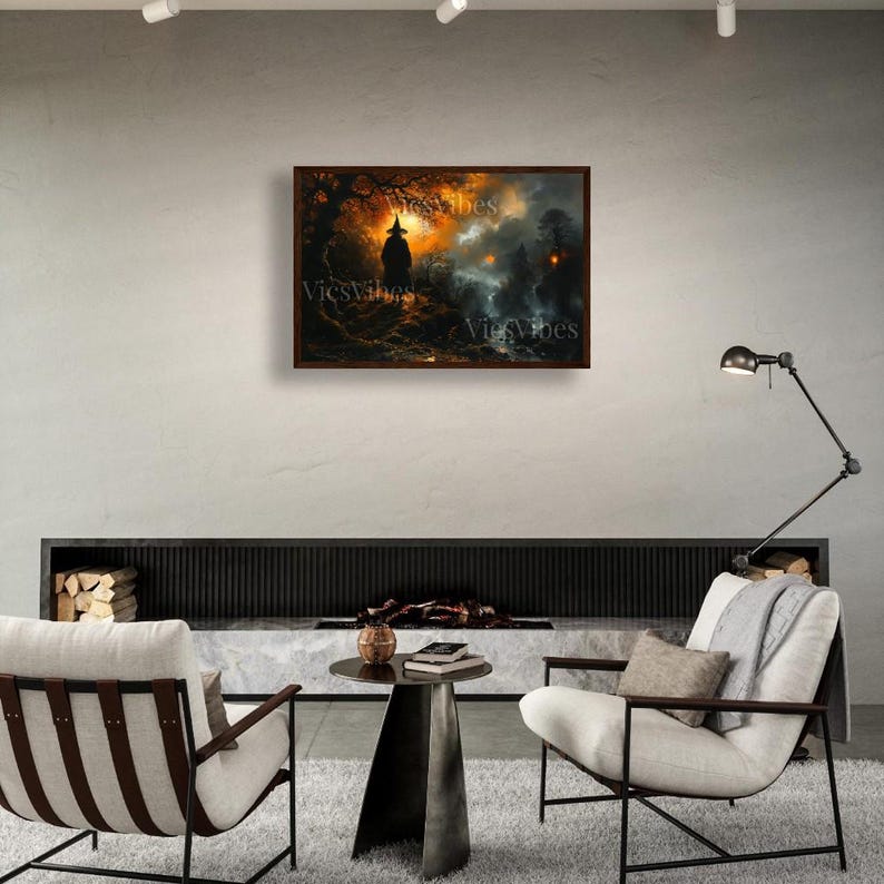 Mystical Witch in Enchanted Forest - Art for Halloween | Poster | Canvas | Framed Wooden Painting