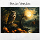 Vintage Owl Painting | Owl and Moon Painting | Gothic Halloween Wall Art | Vintage Oil Painting | Rustic Fine Art | Print and Ship