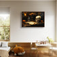 Skull Art Canvas Halloween Decor Spooky Gothic Still Life Candle Autumn Leaves Pumpkin Dark Fall Wall Art Framed Poster