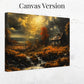 Fall Landscape Wall Art Autumn Landscape Scene Flowing Stream Framed Fall Poster Cozy Nature Decor Moody Sky Trees Canvas Print