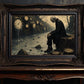 Moody gothic painting framed clock surreal landscape dark academia wall art time-themed post-apocalyptic spooky Thought Provoking artwork