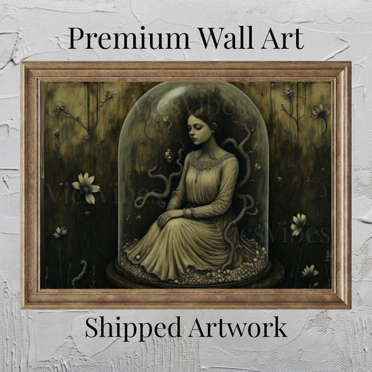 Vintage Moody Wall Art Metal Print Oil Painting For Her Gift Home Wall décor Framed Wall Art Surreal Art For Couples