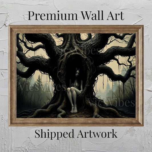 Vintage Moody Gothic Wall Art Oil Painting Metal Prints Art For Her Home Wall Décor Abstract and Surreal Framed Print