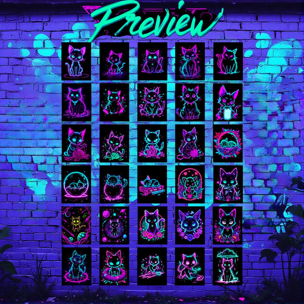 Arcane Inspired Neon Cat Stickers Soft Matte Cyberpunk Gift Sticker Graffiti Sticker For Laptop Computer Desk Gift for Her