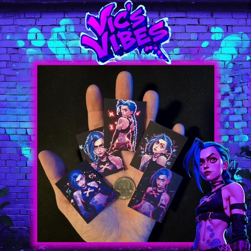 Jinx Arcane Neon Stickers Soft Matte Cyberpunk Sticker Graffiti Sticker For Laptop Computer Desk Gift for her