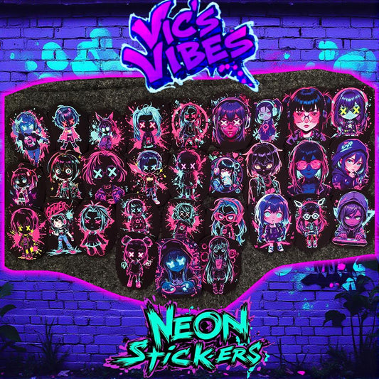 Neon Gamer Girl Stickers Gift for Her Soft Matte Waterproof Cyberpunk Vinyl Sticker Set Personalized Waterproof Decals for Laptop & Gifts