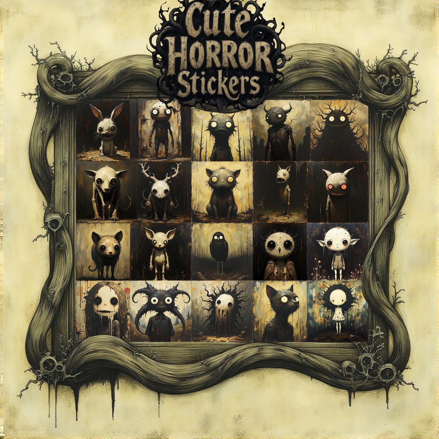 Cute Creepy Horror Stickers Vinyl Matte Sticker Set of 30 Waterproof Decals for Laptop Phone Computer Sticker Gift