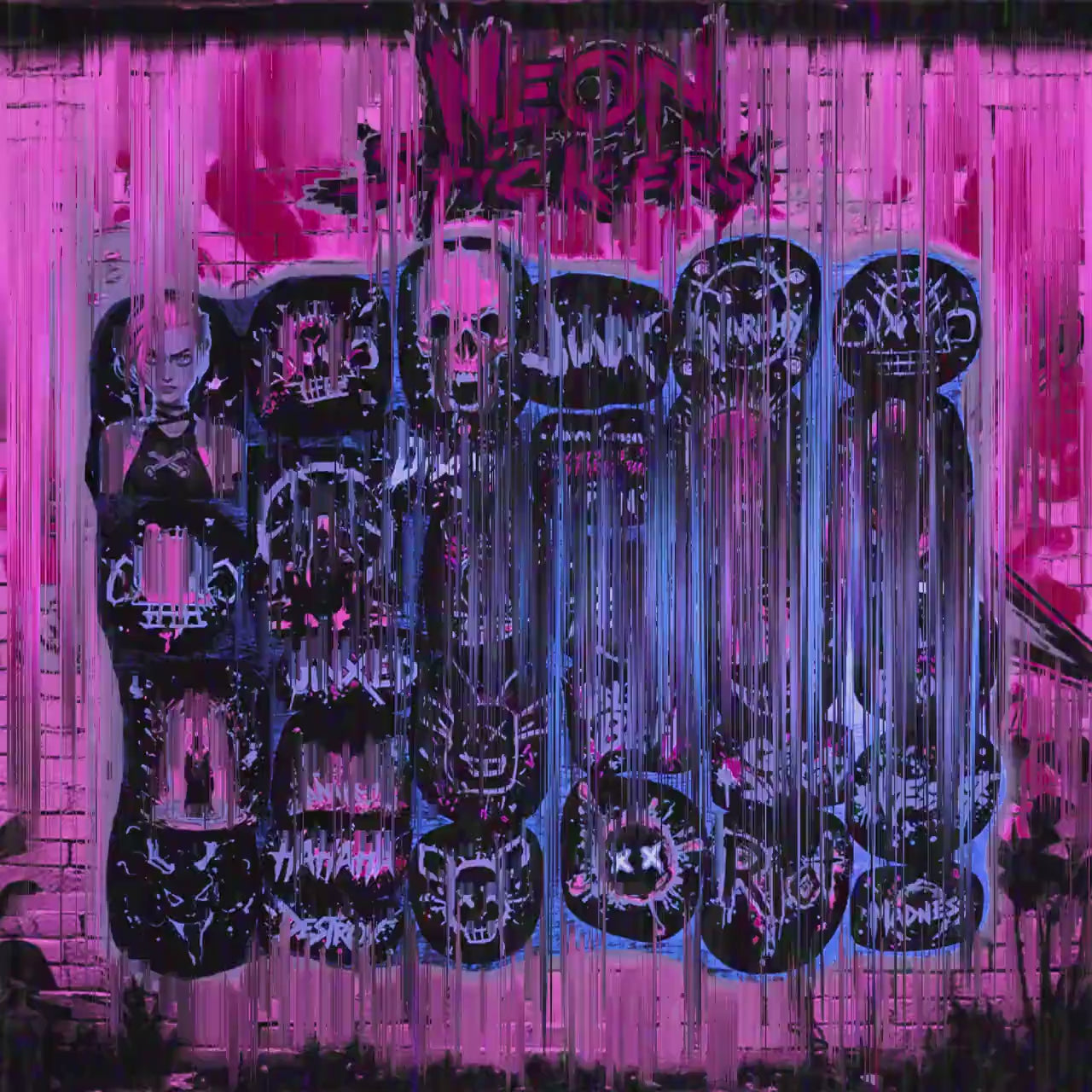 Jinx Neon Graffiti Sticker Pack Arcane Vinyl Stickers Cyberpunk Aesthetic Laptop Sticker Set Gamer Gift Vinyl Decals Soft Matte