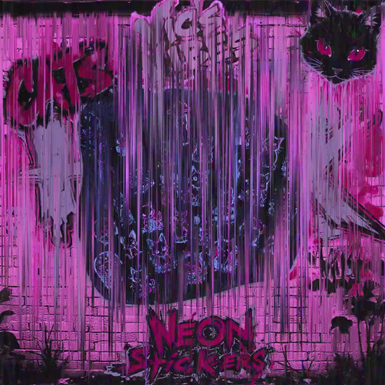 Arcane Inspired Neon Cat Stickers Soft Matte Cyberpunk Gift Sticker Graffiti Sticker For Laptop Computer Desk Gift for Her